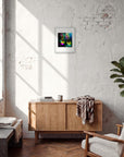 Dancing in Colours Framed print 27x35 cm / 11x14″ White frame in interior