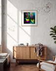 Dancing in Colours Framed print 50x50 cm / 20x20″ Wood frame in interior