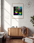 Dancing in Colours Framed print 60x80 cm / 24x32″ Wood frame in interior