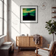 Emerald Storms Framed print 70x70 cm / 28x28″ Black frame in interior