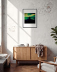 Emerald Storms Framed print 45x60 cm / 18x24″ Black frame in interior