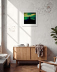 Emerald Storms Framed print 50x50 cm / 20x20″ White frame in interior
