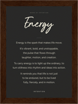 Energy Word of Intention Framed print 13x18 cm / 5x7″ Dark wood frame Carbon paper