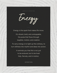 Energy Word of Intention Framed print 13x18 cm / 5x7″ White frame Carbon paper