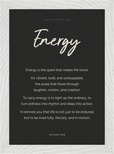 Energy Word of Intention Framed print 21x29.7 cm / 8x12" White frame Carbon paper