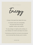 Energy Word of Intention Framed print 21x29.7 cm / 8x12" White frame Linen paper