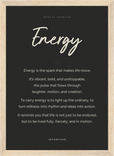Energy Word of Intention Framed print 21x29.7 cm / 8x12" Wood frame Carbon paper