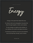 Energy Word of Intention Framed print 30x40 cm / 12x16″ Black frame Carbon paper