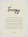 Energy Word of Intention Framed print 30x40 cm / 12x16″ White frame Linen paper