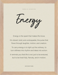 Energy Word of Intention Framed print 30x40 cm / 12x16″ Wood frame Linen paper