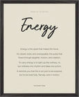 Energy Word of Intention Framed print 40x50 cm / 16x20″ Black frame Linen paper