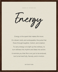 Energy Word of Intention Framed print 40x50 cm / 16x20″ Dark wood frame Linen paper