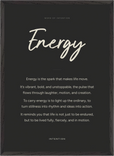 Energy Word of Intention Framed print 50x70 cm / 20x28″ Black frame Carbon paper