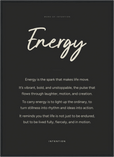 Energy Word of Intention Framed print 50x70 cm / 20x28″ Black frame Carbon paper