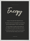 Energy Word of Intention Framed print 50x70 cm / 20x28″ White frame Carbon paper