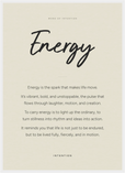 Energy Word of Intention Framed print 50x70 cm / 20x28″ White frame Linen paper