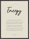 Energy Word of Intention Framed print 60x80 cm / 24x32″ Black frame Linen paper