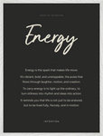 Energy Word of Intention Framed print 60x80 cm / 24x32″ White frame Carbon paper