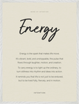 Energy Word of Intention Framed print 60x80 cm / 24x32″ White frame Linen paper