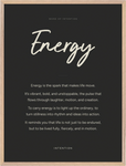 Energy Word of Intention Framed print 60x80 cm / 24x32″ Wood frame Carbon paper