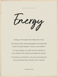 Energy Word of Intention Framed print 60x80 cm / 24x32″ Wood frame Linen paper
