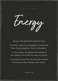Energy Word of Intention Framed print 70x100 cm / 28x40″ Black frame Carbon paper