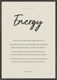 Energy Word of Intention Framed print 70x100 cm / 28x40″ Black frame Linen paper