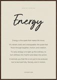Energy Word of Intention Framed print 70x100 cm / 28x40″ Dark wood frame Linen paper