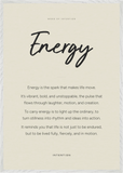 Energy Word of Intention Framed print 70x100 cm / 28x40″ White frame Linen paper