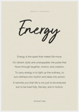 Energy Word of Intention Framed print 70x100 cm / 28x40″ White frame Linen paper