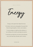 Energy Word of Intention Framed print 70x100 cm / 28x40″ Wood frame Linen paper