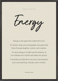 Energy Word of Intention Framed print A1 (59.4 x 84.1 cm) Black frame Linen paper