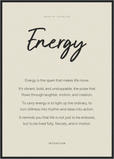Energy Word of Intention Framed print A1 (59.4 x 84.1 cm) Black frame Linen paper