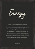 Energy Word of Intention Framed print A2 (42 x 59.4 cm) Black frame Carbon paper