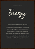 Energy Word of Intention Framed print A2 (42 x 59.4 cm) Dark wood frame Carbon paper