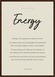 Energy Word of Intention Framed print A2 (42 x 59.4 cm) Dark wood frame Linen paper