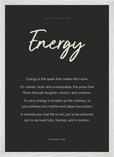 Energy Word of Intention Framed print A2 (42 x 59.4 cm) White frame Carbon paper