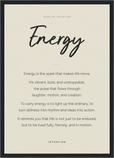 Energy Word of Intention Framed print A3 (29.7 x 42 cm) Black frame Linen paper