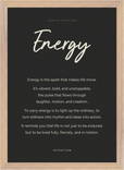 Energy Word of Intention Framed print A3 (29.7 x 42 cm) Wood frame Carbon paper