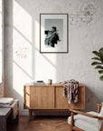 Everyday Hero Framed print 50x70 cm / 20x28″ Dark wood frame in interior