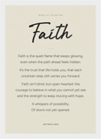 Faith Word of Intention Framed print 21x29.7 cm / 8x12" White frame Linen paper