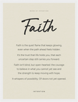 Faith Word of Intention Framed print 30x40 cm / 12x16″ White frame Linen paper