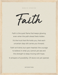 Faith Word of Intention Framed print 30x40 cm / 12x16″ Wood frame Linen paper