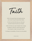 Faith Word of Intention Framed print 30x40 cm / 12x16″ Wood frame Linen paper