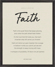 Faith Word of Intention Framed print 40x50 cm / 16x20″ Black frame Linen paper