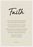 Faith Word of Intention Framed print A2 (42 x 59.4 cm) White frame Linen paper