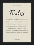 Fearless Word of Intention Framed print 13x18 cm / 5x7″ Black frame Linen paper