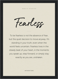 Fearless Word of Intention Framed print 21x29.7 cm / 8x12" Black frame Linen paper