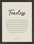 Fearless Word of Intention Framed print 30x40 cm / 12x16″ Black frame Linen paper