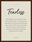 Fearless Word of Intention Framed print 30x40 cm / 12x16″ Dark wood frame Linen paper